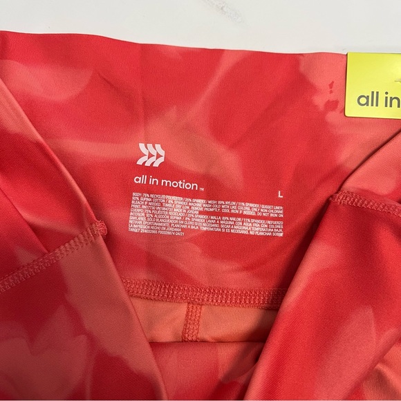 All In Motion Leggings Large High Rise Brushed Sculpt PINK Floral Side Pockets - Picture 6 of 8